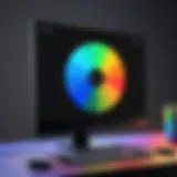 Color wheel representing various hues and shades for monitor calibration