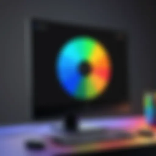 Color wheel representing various hues and shades for monitor calibration