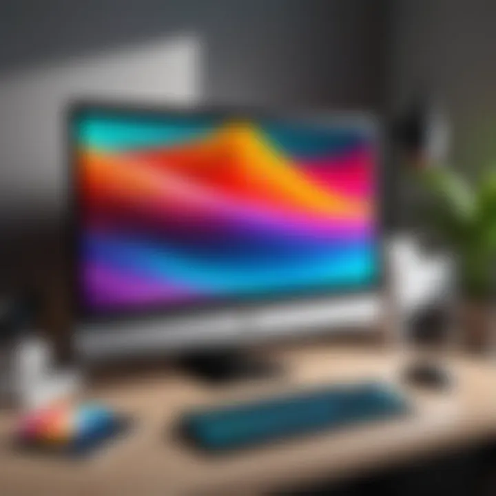 Graphic design workspace highlighting color accuracy on screen