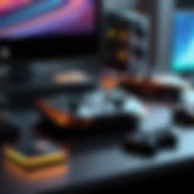 Futuristic Gaming Setup Technology Gaming setup with Atari VCS console and peripherals