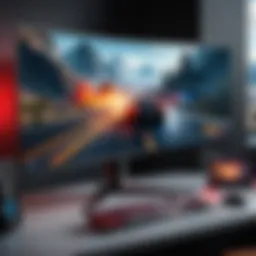 Dramatic gaming setup featuring a 144Hz ultrawide monitor