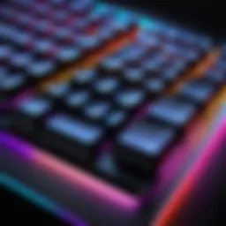 Vibrant RGB keyboard showcasing customizable backlighting.