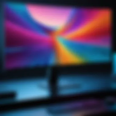 Ultra-wide monitor displaying vibrant colors and crisp details