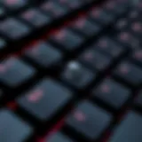 Close-up view of mechanical keyboard switches