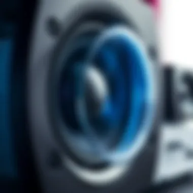 Close-up of a gaming speaker displaying intricate design and technology