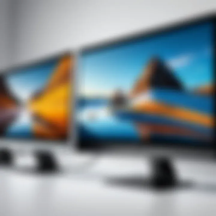 Side-by-side comparison of various monitor models showcasing different specifications