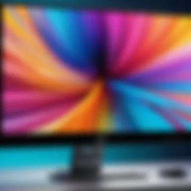 Close-up of a high-resolution monitor displaying vibrant colors and sharp details