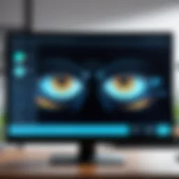 A close-up view of a monitor showcasing anti-glare technology