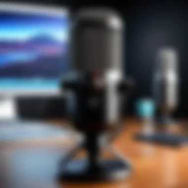 High-Quality Condenser Microphone for YouTube Close-up of a high-quality condenser microphone on a desk