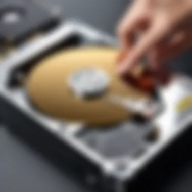 An illustration showing a hard drive being cleaned, highlighting the importance of digital decluttering.