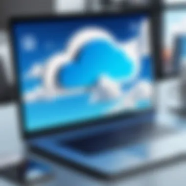 Illustration of cloud storage integration with laptop