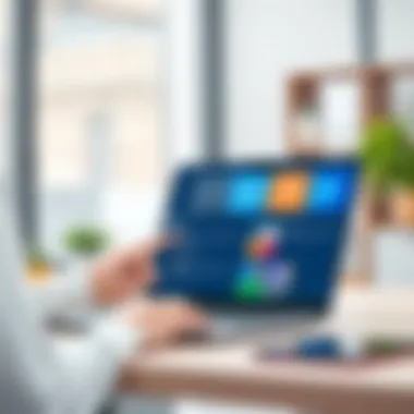 Touchscreen Laptop in a Modern Workspace User interacting with a touchscreen laptop in a workspace