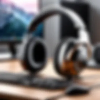 Stylish gaming headset on a gaming setup