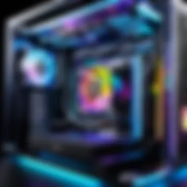 Aesthetic RGB Water Cooling Display Aesthetic display of RGB lighting integrated within a watercooled PC build.