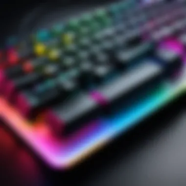 Elegant design of a gaming keyboard with customizable RGB lighting