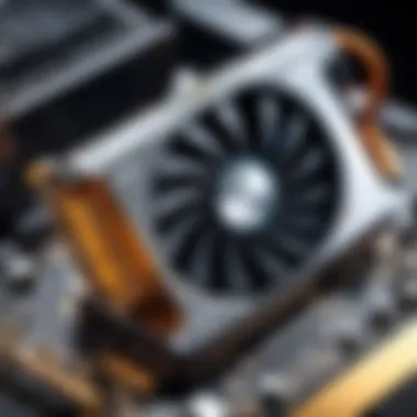 Close-up of a powerful graphics card showcasing advanced cooling design