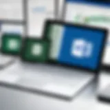 Illustration of Microsoft Word and Excel logos on separate screens