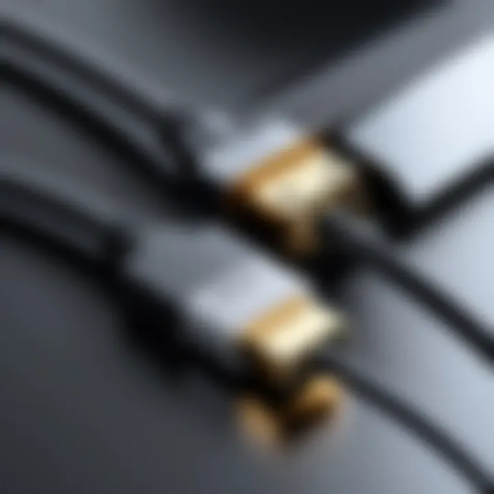 Close-up of HDMI cable connecting laptop to monitor