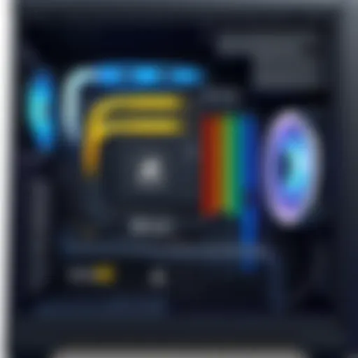 Interior view of Corsair 5000X highlighting water cooling components