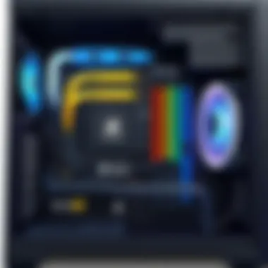 Corsair 5000X Interior with Water Cooling Setup Interior view of Corsair 5000X highlighting water cooling components