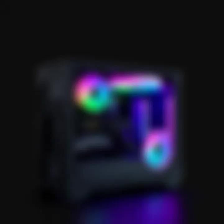 Corsair 5000X Featuring RGB Lighting with Water Cooling Corsair 5000X with RGB lighting illuminating the water cooling system