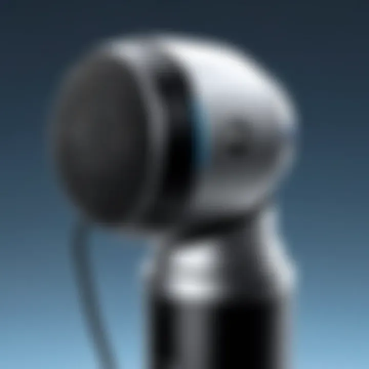 Close-up of Dell webcam's advanced microphone technology