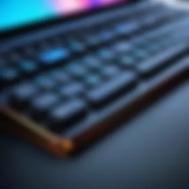 Essential Programming Laptop Features Close-up of a laptop keyboard highlighting essential features for programmers
