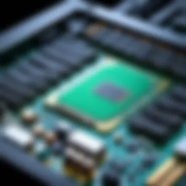 Inside a Laptop: Exploring RAM Slots Laptop opened showing RAM slots and motherboard components.