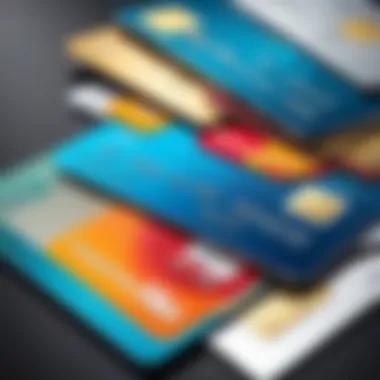 An array of credit cards positioned for comparison