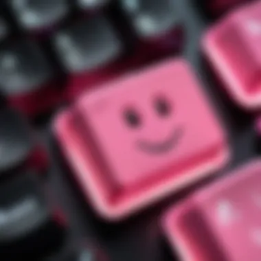 Close-up of mechanical switches used in Ducky pink keyboard