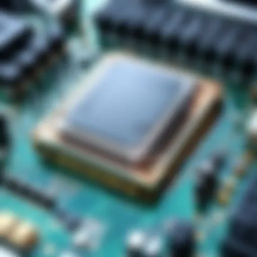 Close-up of a powerful central processing unit on a motherboard