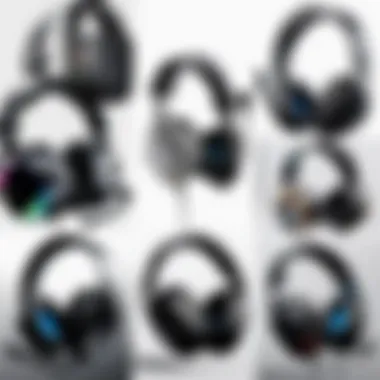 Different styles of gaming headsets arranged for comparison