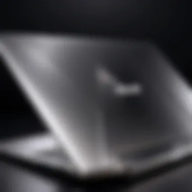 Close-up view of an ASUS laptop showcasing its sleek design and high-resolution display