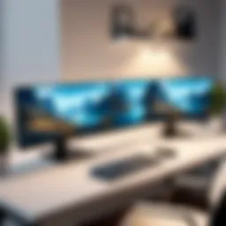 Elegant multi-screen laptop setup showcasing enhanced productivity