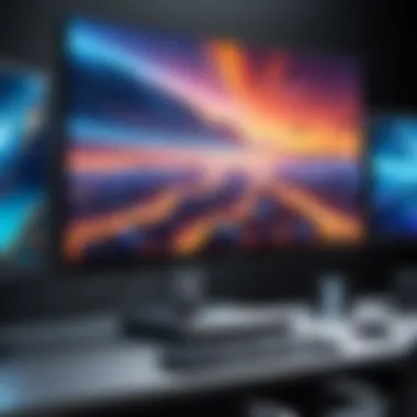 A multimedia setup showing the rich visual quality of a large external monitor.
