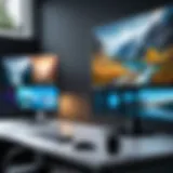 A professional workspace featuring a large external monitor enhancing productivity.