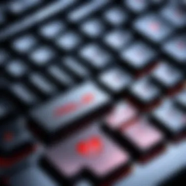 Close-up of mechanical switches on ASUS ROG Keyboard