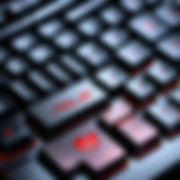 Close-up of mechanical switches on ASUS ROG Keyboard