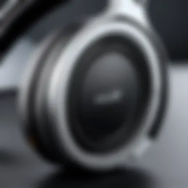 Close-up of comfortable ear cushions of a headset