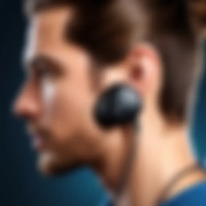 Illustration of Bluetooth microphone earpieces in various professional environments.