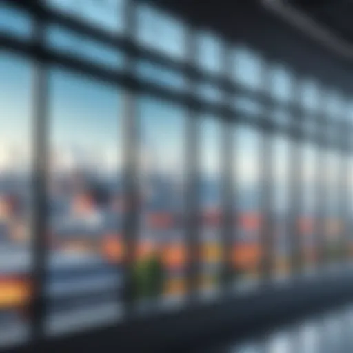 Factory windows with panoramic city view