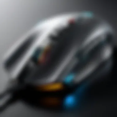 Close-up view of customizable side buttons on a gaming mouse