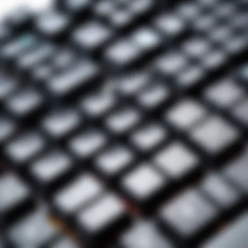 Close-up view of mechanical keyboard switches highlighting tactile feedback