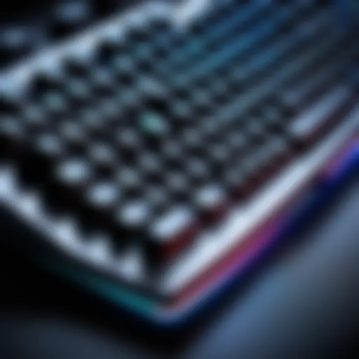 Close-up view of advanced gaming keyboard features