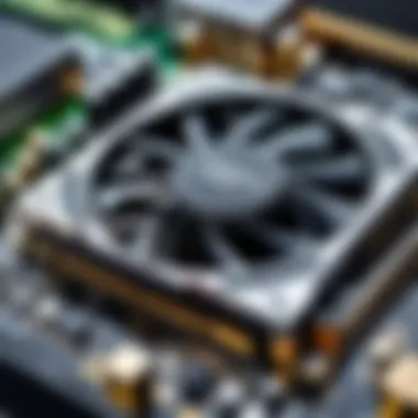 Close-up of a gaming laptop's powerful graphics card