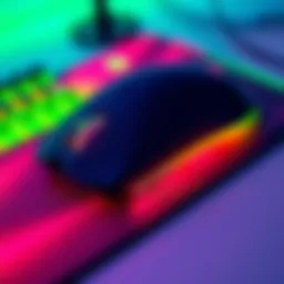 Close-up view of Razer RGB mouse mat with vibrant lighting effects
