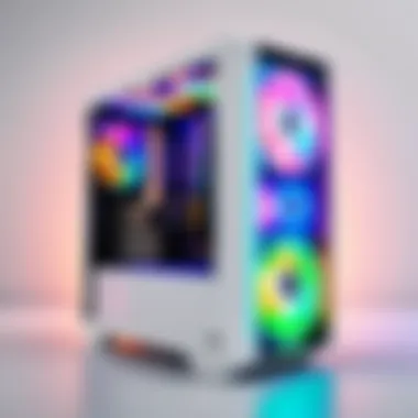 White PC case with RGB lighting effects