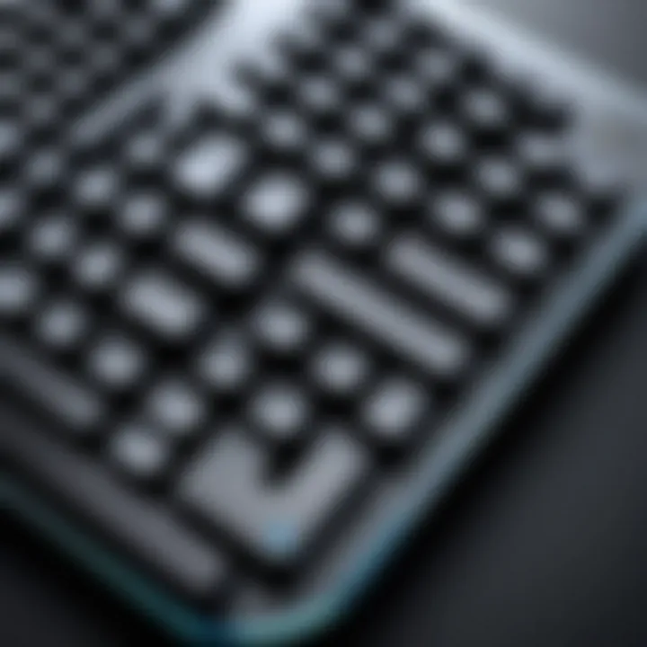 A close-up view of a compact mechanical keyboard showcasing its key design and layout.