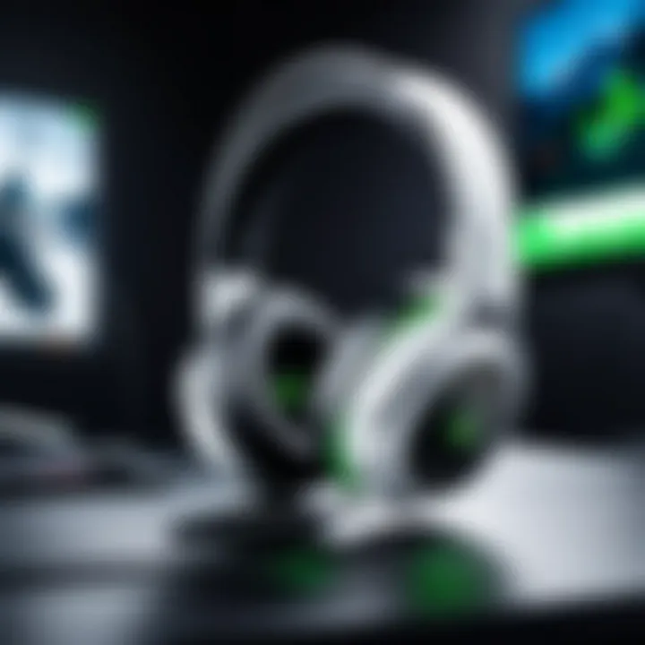 Razer White Headset connected to gaming setup