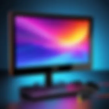 Close-up of a portable USB monitor displaying vibrant colors.